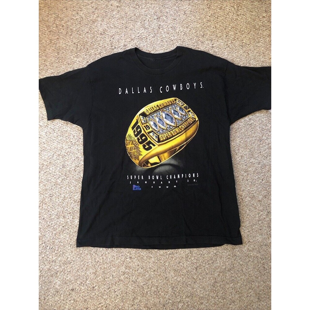 VTG Dallas Cowboys 1995 Super‎ Bowl XXX Champions Black XL T Shirt Single Stitch